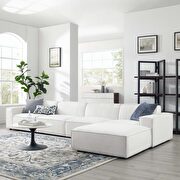 Modular low-profile white fabric 5pcs sectional sofa