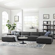 Restore 6A (Charcoal) Modular low-profile charcoal fabric 6pcs sectional sofa