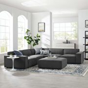 Modular low-profile charcoal fabric 6pcs sectional sofa main photo