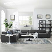 Restore 6B (Charcoal) Modular low-profile charcoal fabric 6pcs sectional sofa