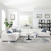 Modular low-profile white fabric 6pcs sectional sofa
