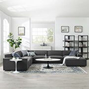 Modular low-profile charcoal fabric 7pcs sectional sofa