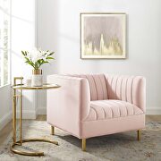 Shift (Pink) Channel tufted performance velvet armchair in pink