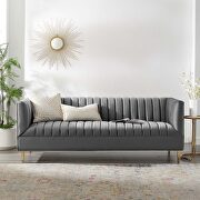Shift (Gray) Channel tufted performance velvet sofa in gray
