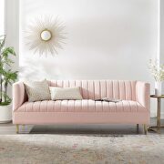 Shift (Pink) Channel tufted performance velvet sofa in pink