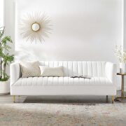 Channel tufted performance velvet sofa in white