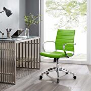 Faux leather back mid back office chair in bright green main photo