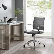 Faux leather back mid back office chair in gray main photo