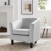 Performance velvet armchair in light gray main photo