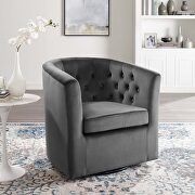 Tufted performance velvet swivel armchair in charcoal main photo