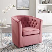 Tufted performance velvet swivel armchair in dusty rose