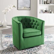 Tufted performance velvet swivel armchair in emerald main photo