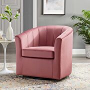 Performance velvet swivel armchair in dusty rose main photo