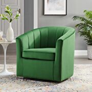 Performance velvet swivel armchair in emerald