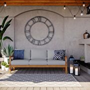 Outdoor patio teak sofa in natural/ gray main photo