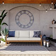 Outdoor patio teak sofa in natural/ white main photo