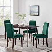 5 piece upholstered velvet dining set in cappuccino green main photo
