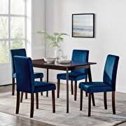 5 piece upholstered velvet dining set in cappuccino navy main photo