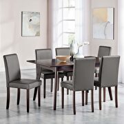Prosper 7V (Gray) 7 piece faux leather dining set in cappuccino gray