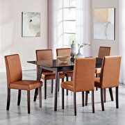 7 piece faux leather dining set in cappuccino tan main photo