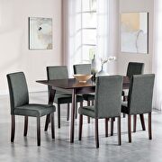 Prosper 7 (Gray) 7 piece upholstered fabric dining set in cappuccino gray