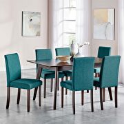 Prosper 7 (Teal) 7 piece upholstered fabric dining set in cappuccino teal