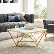 Gold metal stainless steel coffee table in gold white main photo