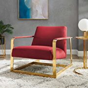 Performance velvet accent chair in gold maroon main photo