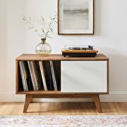 Envision Vinyl record display stand in walnut/ white