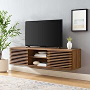 Wall-mount media console TV stand in walnut main photo
