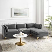 4-piece performance velvet sectional sofa in gray main photo