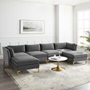 6-piece performance velvet sectional sofa in gray