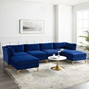 6-piece performance velvet sectional sofa in navy main photo