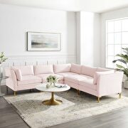 Ardent (Pink) 5-piece performance velvet sectional sofa in pink