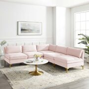 Ardent III (Pink) Velvet fabric 5 piece modular sectional sofa in pink