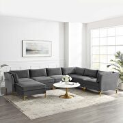 7-piece performance velvet sectional sofa in gray