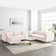 7-piece performance velvet sectional sofa in pink main photo