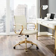 Mid back performance velvet office chair in ivory main photo