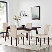 5 piece upholstered fabric dining set in cappuccino beige main photo