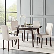 5 piece upholstered fabric dining set in cappuccino beige