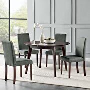 5 piece upholstered fabric dining set in cappuccino gray main photo