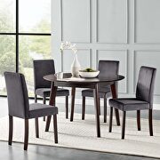 5 piece upholstered velvet dining set in cappuccino gray main photo