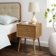 Wood nightstand with usb ports in natural main photo