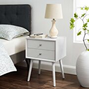 Wood nightstand with usb ports in white main photo