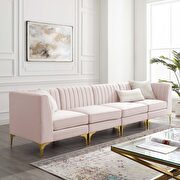 Triumph 4 II (Pink) Channel tufted pink performance velvet 4pcs sectional sofa