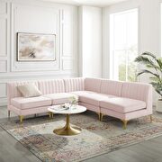 Channel tufted pink performance velvet 5pcs sectional sofa main photo