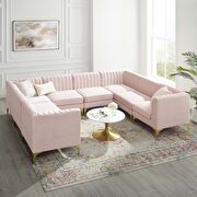 Channel tufted pink performance velvet 8pcs sectional sofa main photo