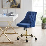 Tufted swivel performance velvet office chair in gold navy main photo