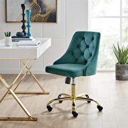 Distinct (Teal) Tufted swivel performance velvet office chair in gold teal