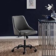 Swivel vegan leather office chair in black gray main photo